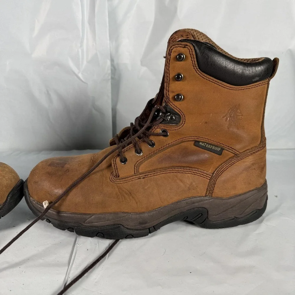 Chippewa Boots Mens 8 Brown Waterproof Work Leather Upper Balance Safety Toe